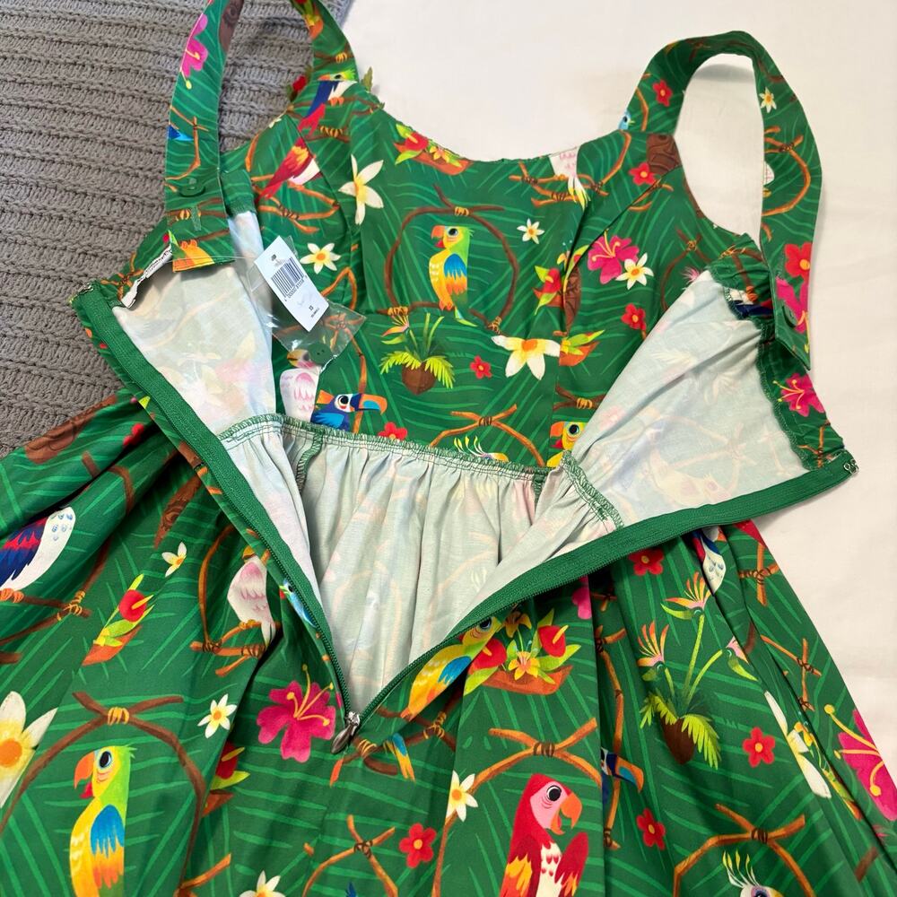 Disney Parks Enchanted Tiki Room Dress Women's XS Fit To Flare Disneyland Birds - Picture 13 of 13